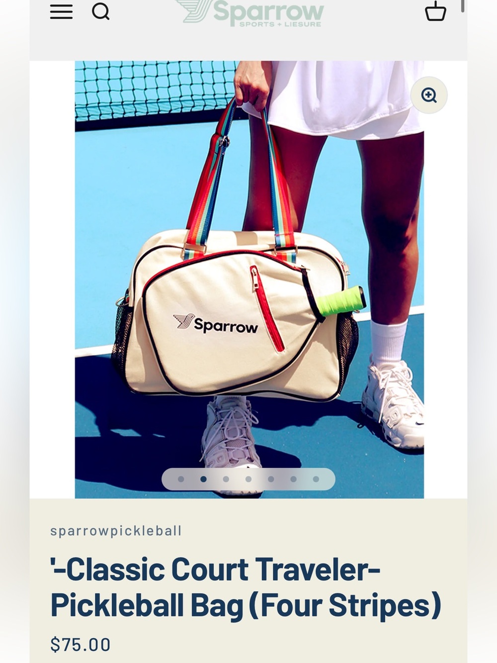 Sparrow Pickleball Bag Stylish Three Stripes Retro Look 20x8x12 New - Picture 3 of 6